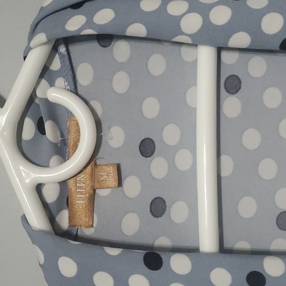 Ellen Tracy Jacket women's size medium Blue White Circles coverup topper‎ - Picture 2 of 15